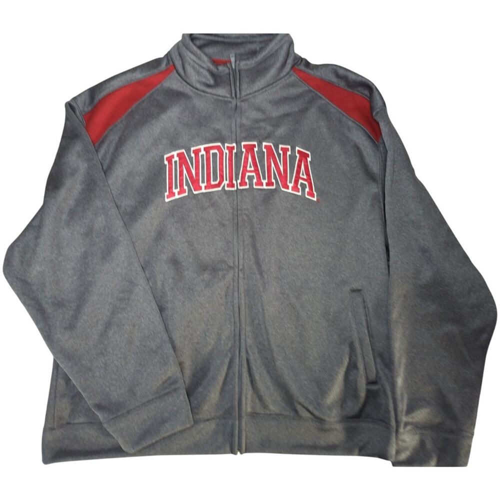 Campus Drive Mens XXL Indiana Gray Red Full Zip Jacket Polyester Collegiate